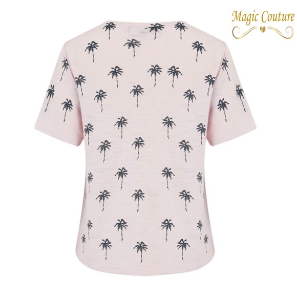 Skull Cashmere Elie Palm Tree Tee in Lilac Blossom Charcoal💗🌴💗 - Picture 3 of 11